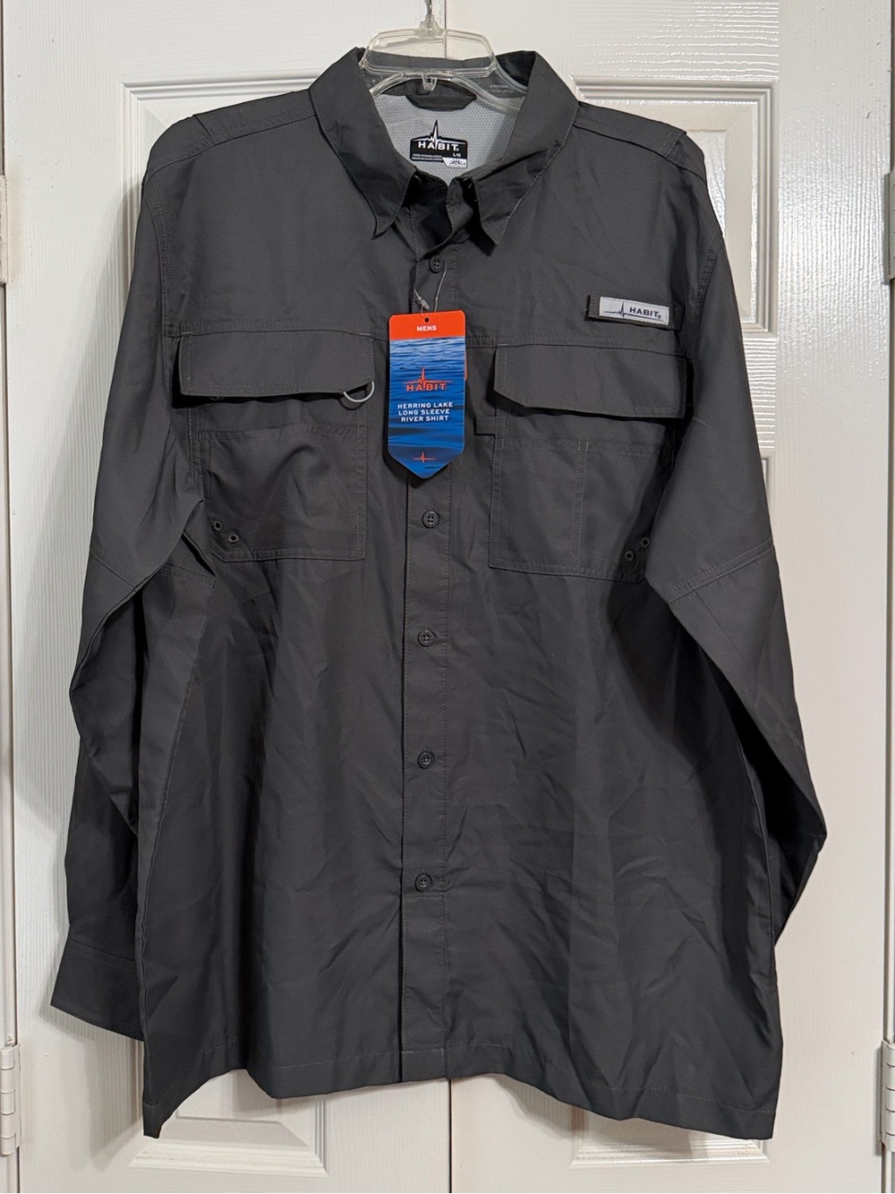NWT! Habit Size Large Long-Sleeve Fishing Shirt Gray